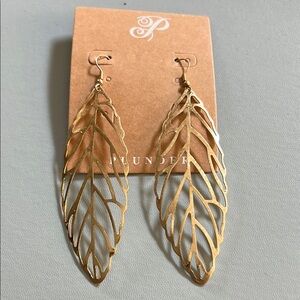 Gold Nature-Inspired Dangle Earrings with Leaf Design